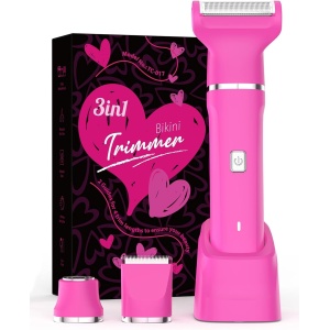 Bikini Trimmer for Women, Pubic Hair Trimmer for Women, Waterproof Electric Razor Rechargeable, Cordless Wet & Dry Shaver for Female Sensitive Skin, Painless Hair Removal, Travel Lock